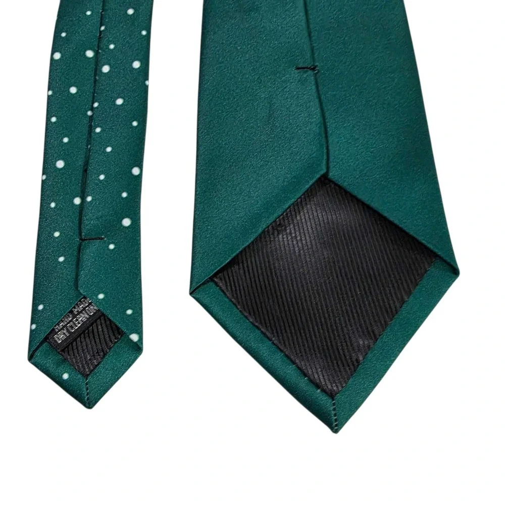 Novelty Christmas Reindeer‎ Mens Tie Green Polka Dot Necktie Holiday Party Fun